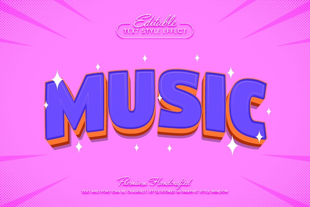 Vector music 3d vector text effect graphic style editable vector headline and title template