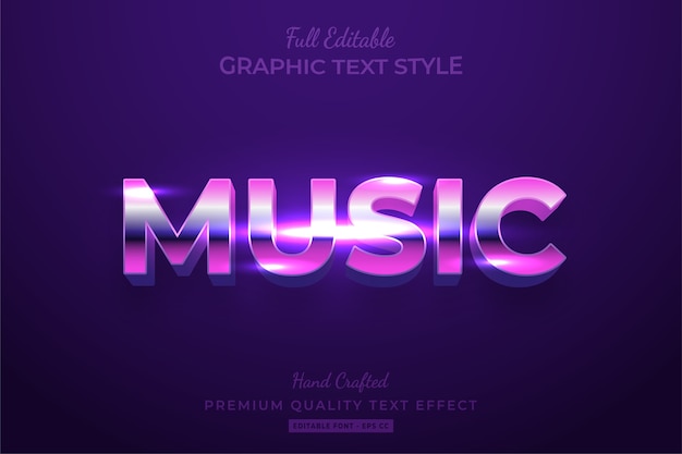 Music 80's Retro Editable 3D Text Style Effect  