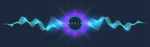 Vector music abstract background. music wave poster design. sound flyer with abstract gradient line waves, vector concept.