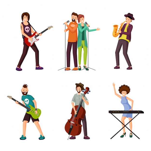 Music artists flat  characters set