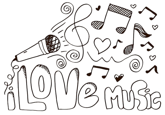 Vector music background hand drawn music set illustration illustrations of music images design concept