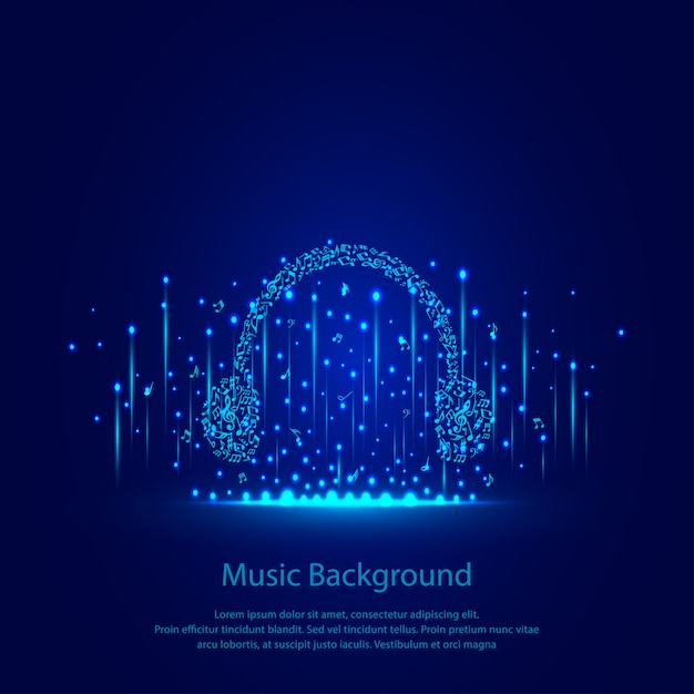 Vector music background with headphones