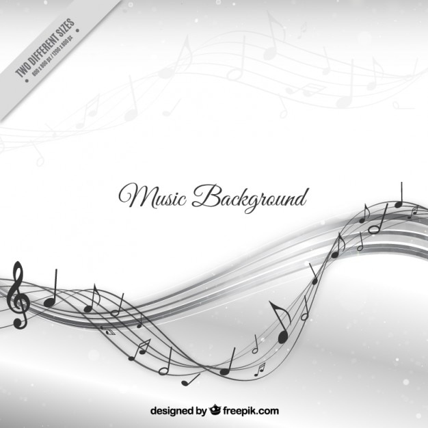 Vector music background with stave waves