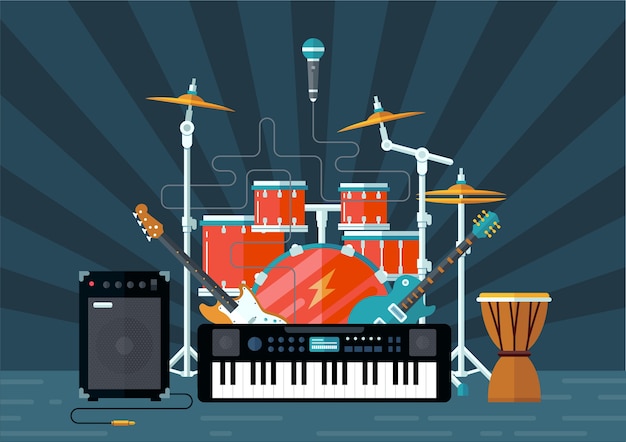 Vector music band instruments