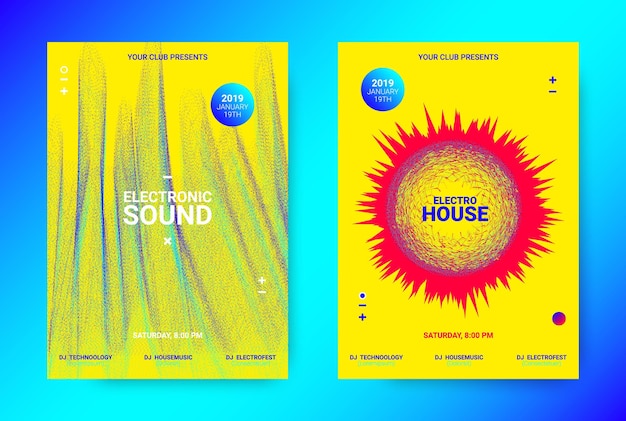 Vector music banners collection for electronic music party