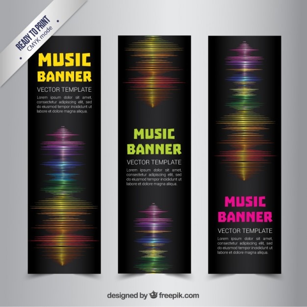 Music banners with sound waves