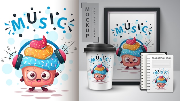 Music cake poster and merchandising