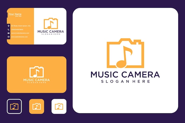 music camera logo design and business card