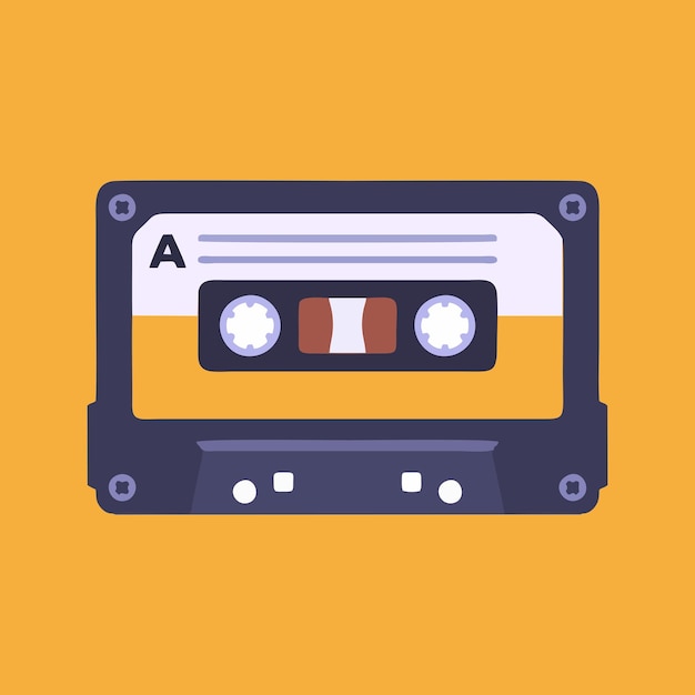 music cassette retro vector design on yellow background