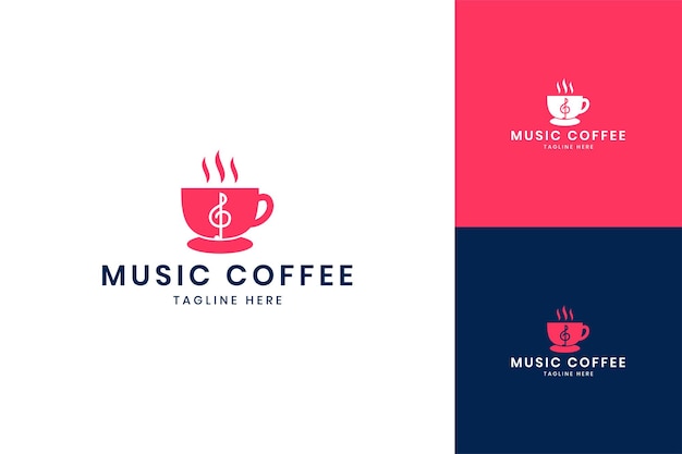 Music coffee negative space logo design