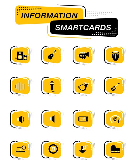 사용자 인터페이스 디자인을 위한 정보 스마트 카드의 음악 색 벡터 아이콘