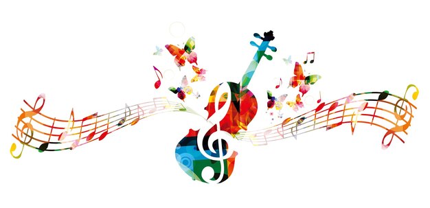 Music colorful background with music notes and violoncello vector illustration design