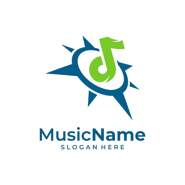 Music Compass Logo Vector Icon Illustration Compass Music logo design template