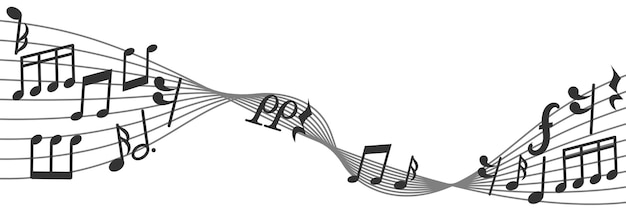 music composition curved note staff. melody sound