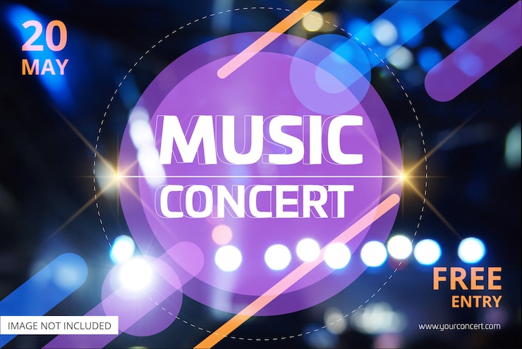Vector music concert banner with light stage
