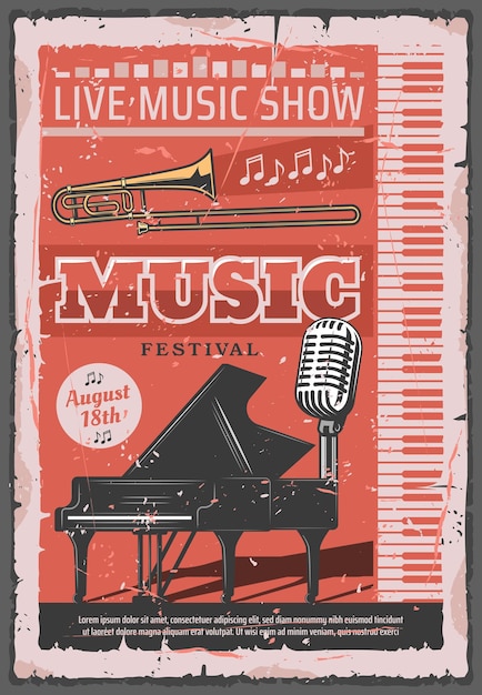 Music concert festival retro vector