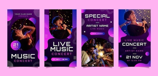 Vector music concert  instagram stories template