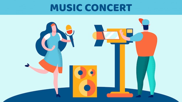 music concert recording vector flat illustration