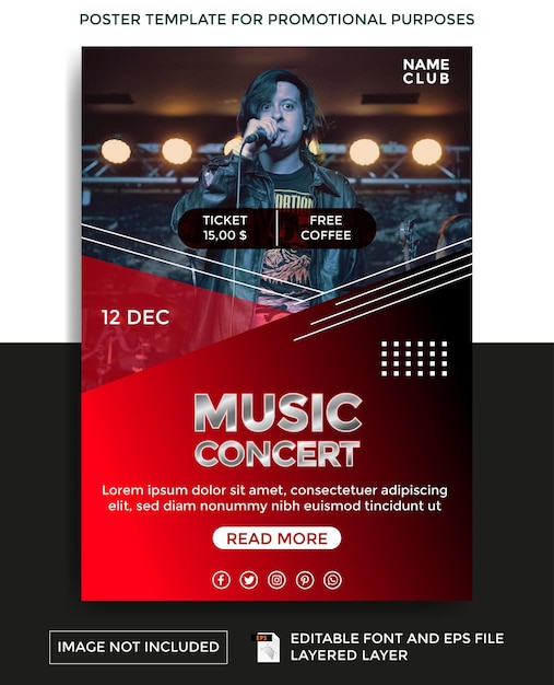 Modello di poster a tema concerto di musica