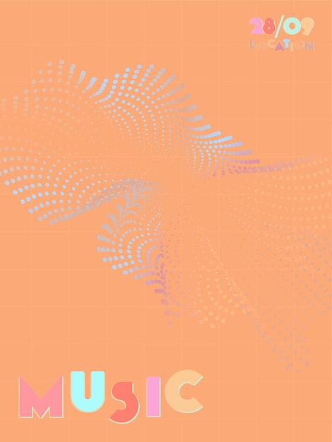 Vector music cover in blue, violet, pink, orange colors. radio concert flyer. minimal line brochure. sound background. abstract summer gradient. media party ads. vintage wave template.