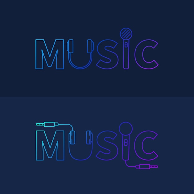 Music creative logo or design element in outline style