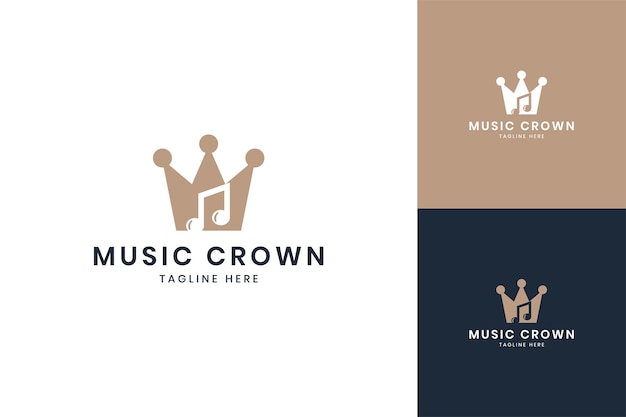 Design del logo dello spazio negativo della corona musicale
