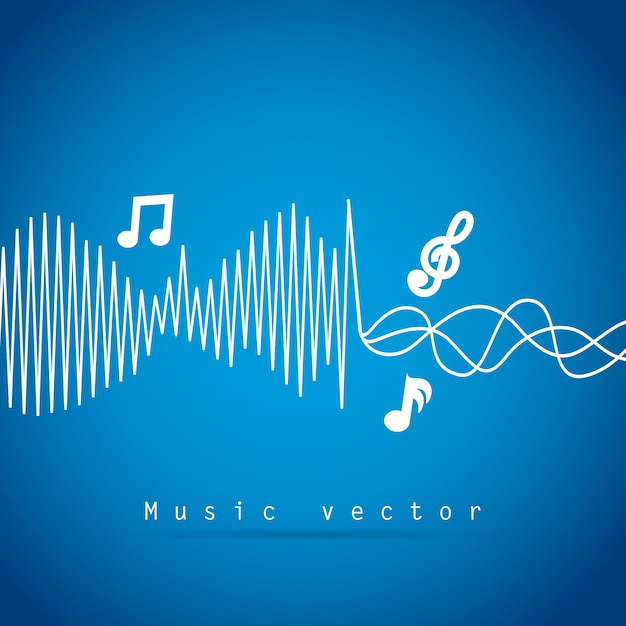 Vettore disegno di musica sopra illustrazione vettoriale sfondo blu