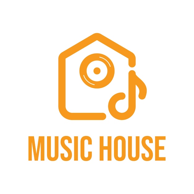 DJ 하우스 플래트 미니멀리즘 로고 디자인