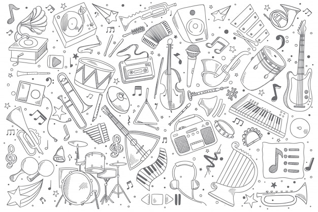 Insieme di doodle di musica