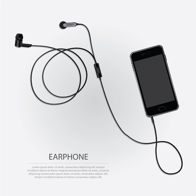 Music earphones with telephone vector illustration