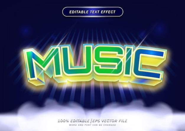 Music editable text effect colorful neon text