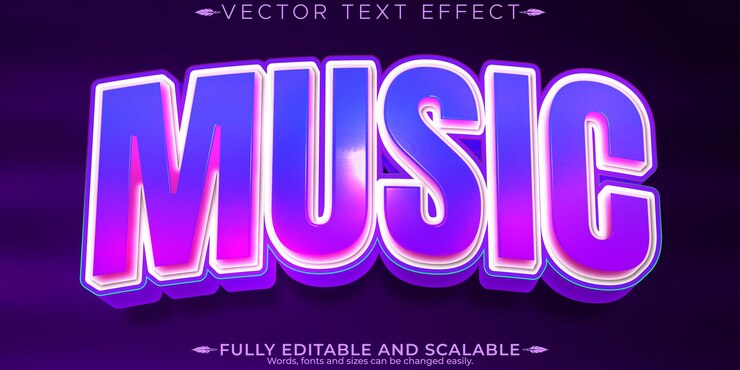 Vector music editable text effect editable party and dance text style