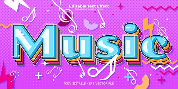 Vector music editable text effect in memphis trend style