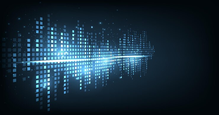 Vector music equalizer on blue background