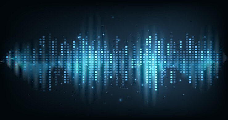 Vector music equalizer on dark blue background