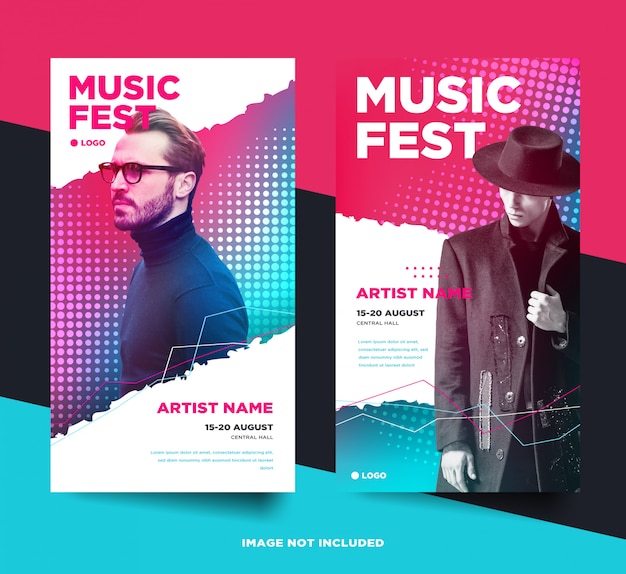 Music event instagram stories banner set