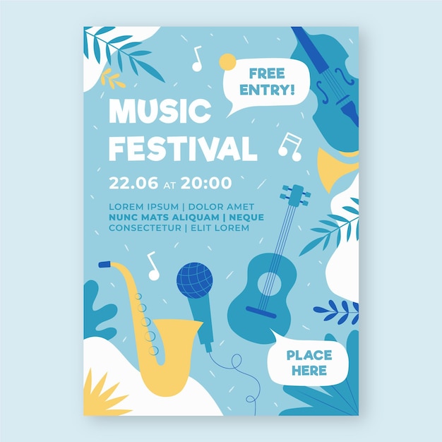 Music event poster illustrated template