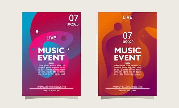 Music event poster layout and template with colorful abstract design