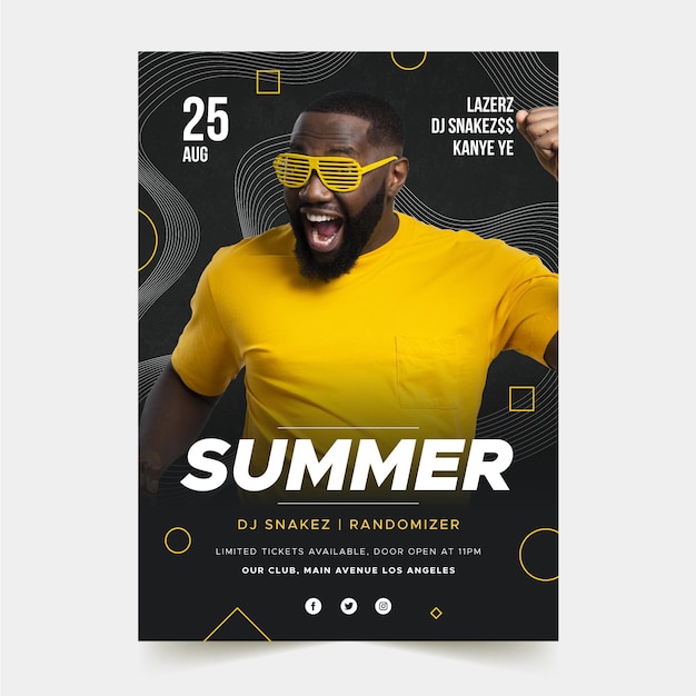 Music event poster template with picture