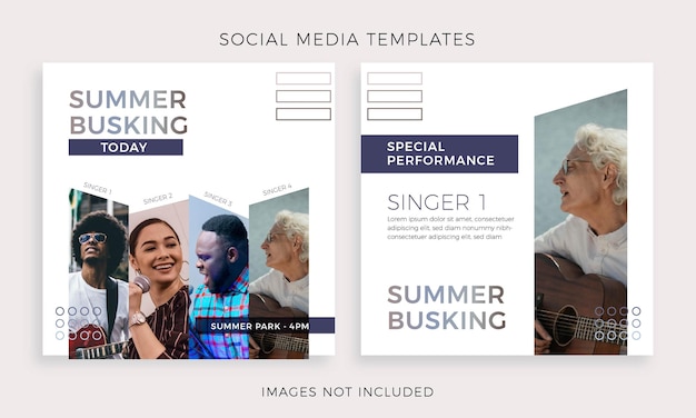 Music event social media templates premium vector