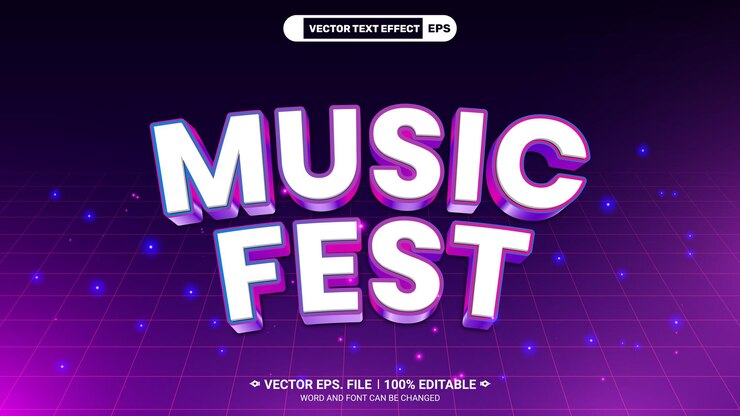 Vector music fest 3d editable vector text style effect