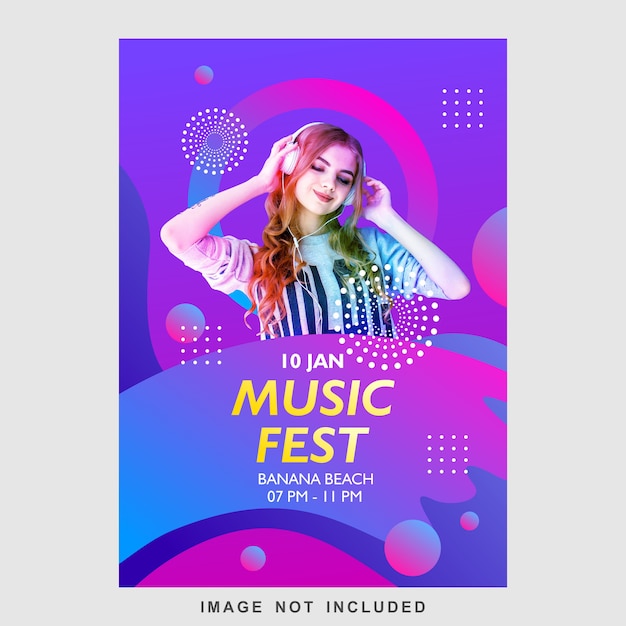 Vector music fest flyer poster design template