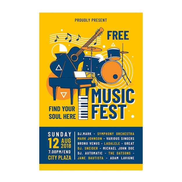 Vector music fest poster template