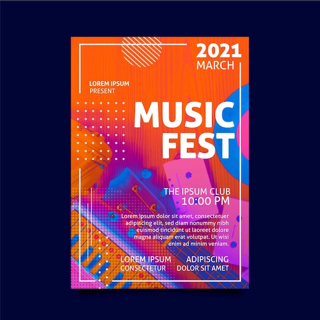 Vettore modello di poster del festival musicale