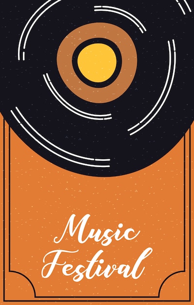 music fest poster with vinyl disk 