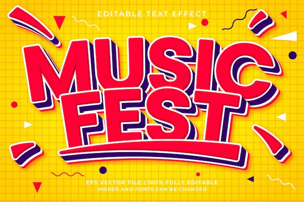 Music fest text effect - editable vintage and retro old school cartoon text style