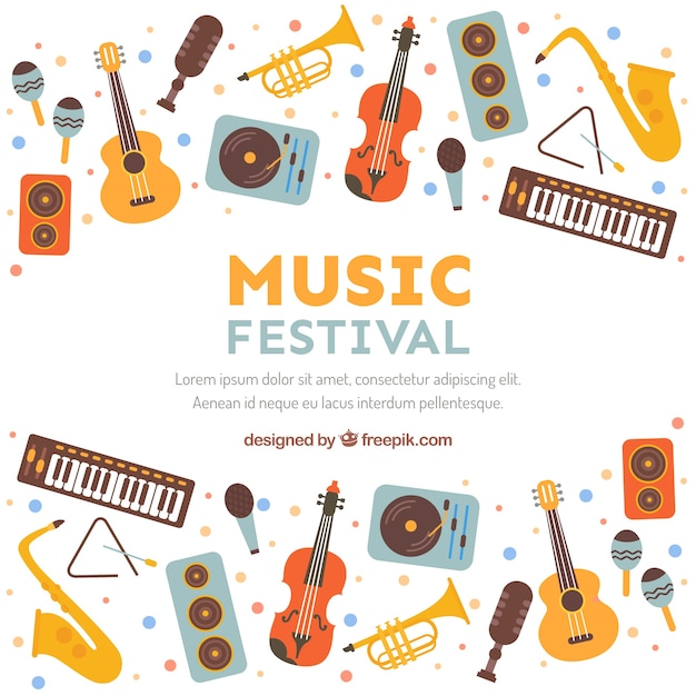 Vector music festival background in flat style