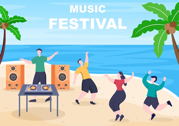 Music Festival Background Vector Illustration With Musical Instruments and Live Singing Performance for Poster, Banner or Brochure Template