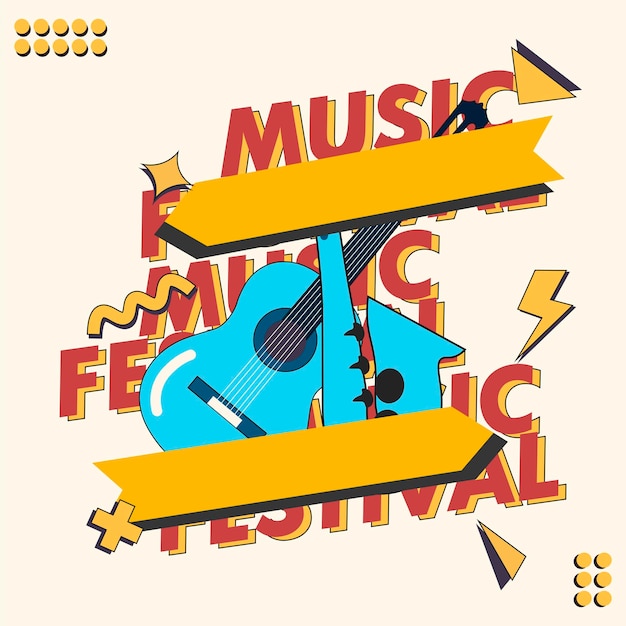 Vettore post sui social media per il design del festival musicale