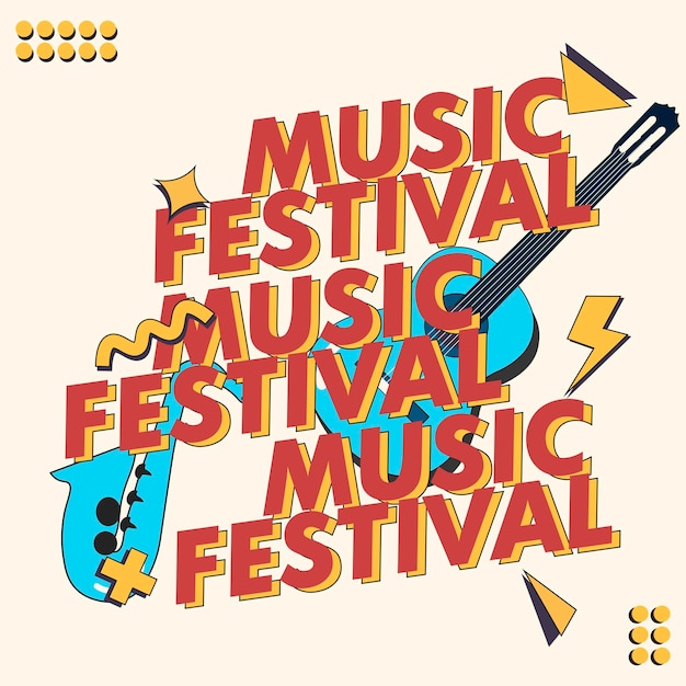 Vector music festival design social media post